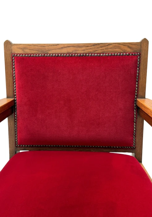 1920s Art Deco Lounge Chairs by Architect Schubad, Solid Oak & Velvet